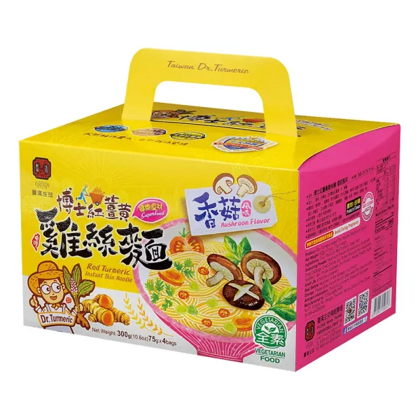 新北市農會真情食品館_博士紅薑黃雞絲麵(香菇)4小包